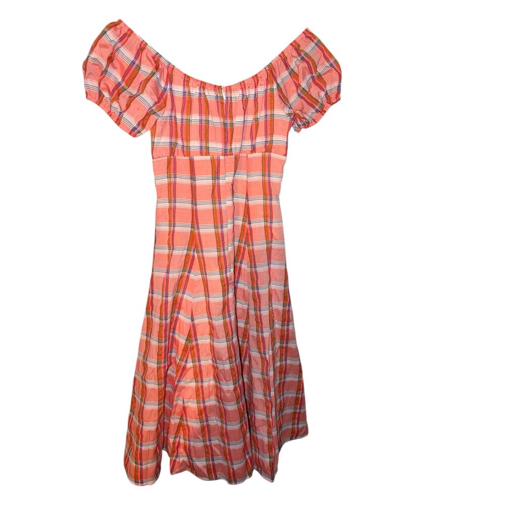 Corey Lynn Calter Cordelia Midi Dress Medium Plaid Seersucker Cotton Blend NWT - Picture 3 of 7